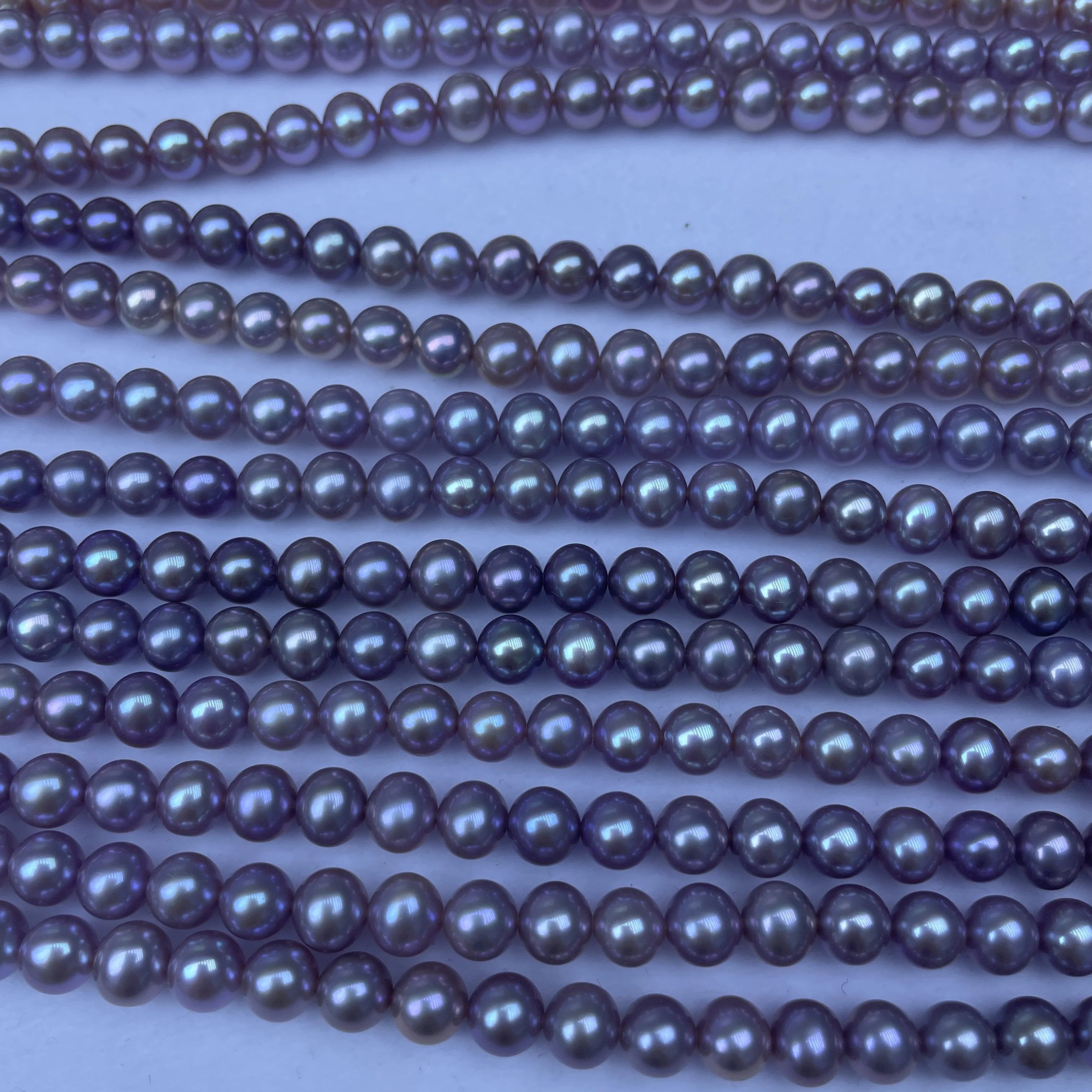 Nice Quality Round Shape 7-8mm Real Freshwater Dark Purple String Pearl for  DIY Jewelry