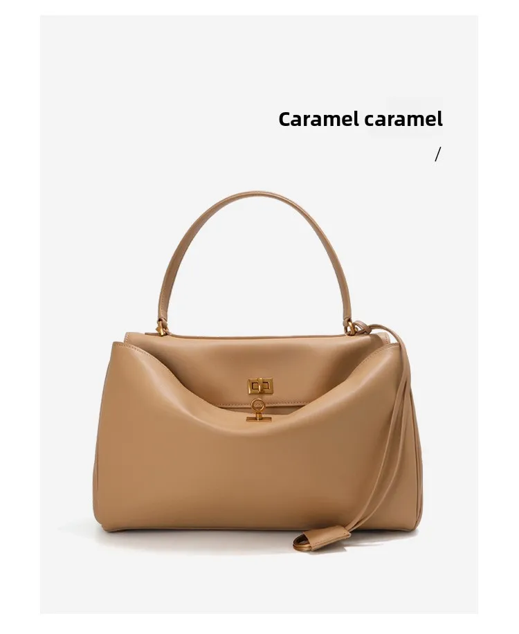 Gift Boxed Genuine Leather First-Layer Calfskin Rodeo Tote Bag Handbag Shoulder Underarm Bag Large Capacity European-American