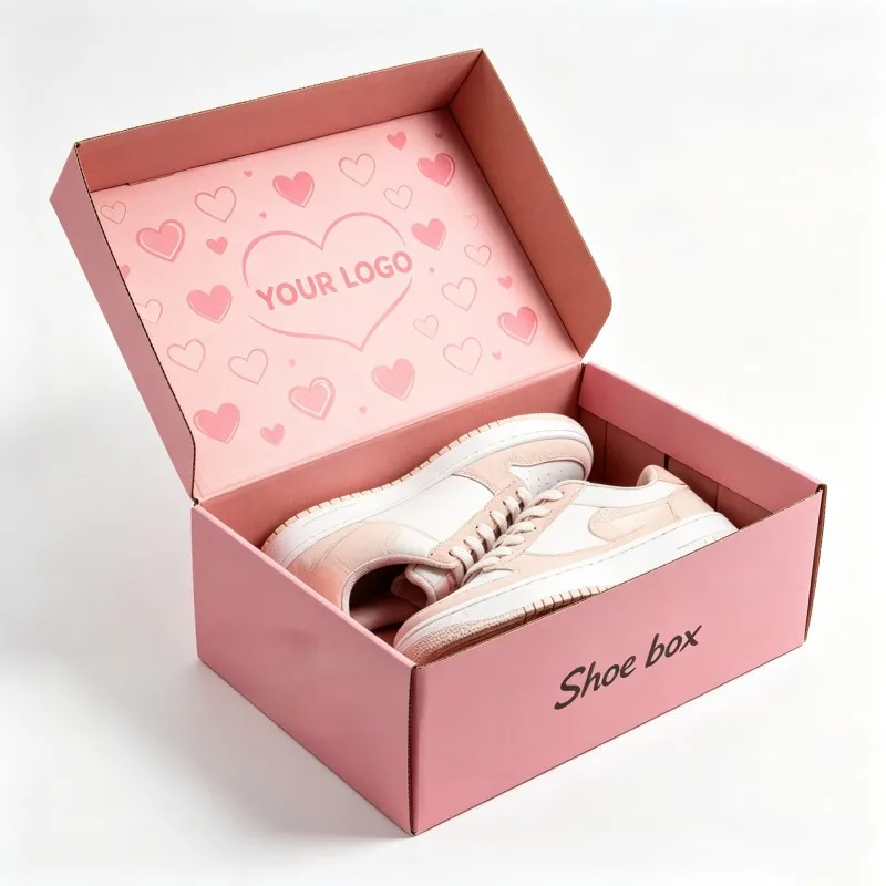 Scatola regalo pieghevole personalizzata e stampata, in carta riciclata, resistente, adatta per scarpe; scatola per spedizione in cartone ondulato pieghevole per immagazzinaggio