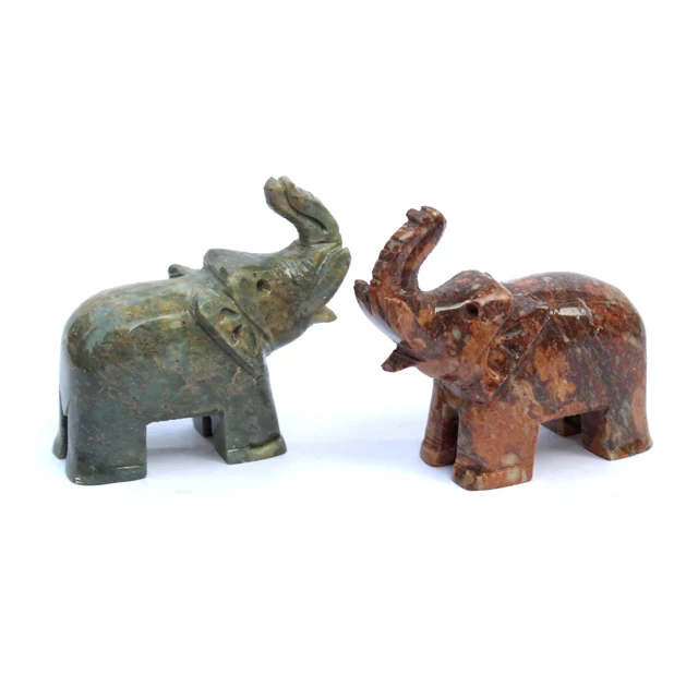 PIERRE VENDUE SEULE,Crazy Agate--Statue'éléphant en pierre précieuse
