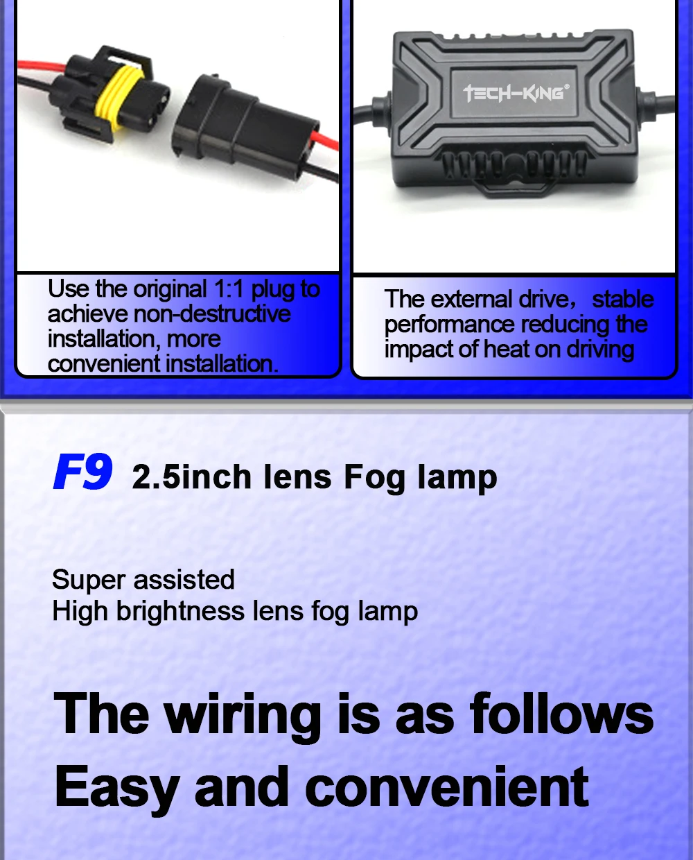 TECH-KING 2.5 inch 6000K 12V 25W Car Auto Lighting System Xenon projector with Bracket Bi LED Projector Lens Fog Light