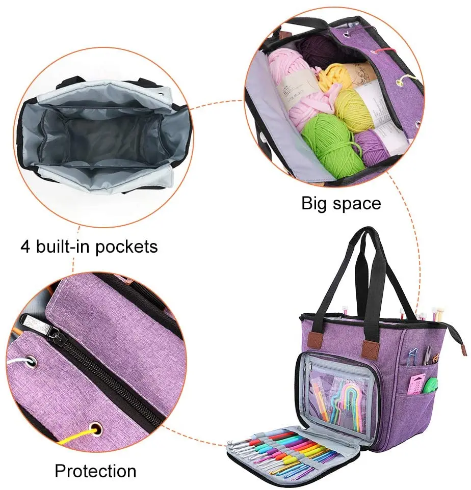 Новый дизайн, переносная вместительная вязальная пряжа и крючки