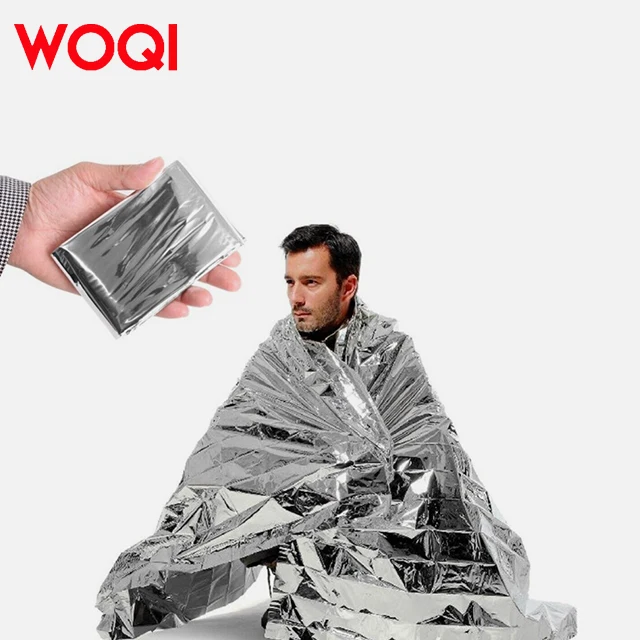 WOQI Factory Direct Sales Natural Disaster Emergency Equipment Warm Waterproof  Lifesaving Blanket for Hiking