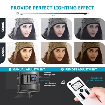 Neewer 2.4G 660 LED Video Light Photography Lighting, Dimmable LED Panel with LCD Screen, 2.4G Wireless Remote and Light Stand detail image