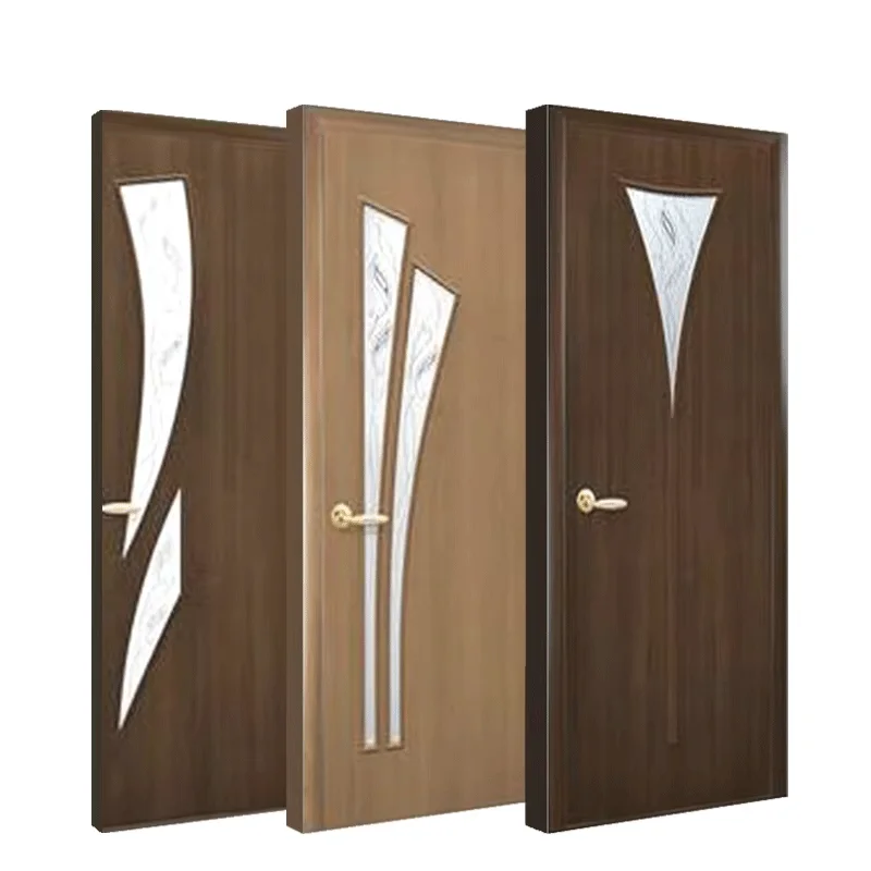 PVC MDF wooden door for house hotsale cheap price interior flush bedroom wooden finished door design