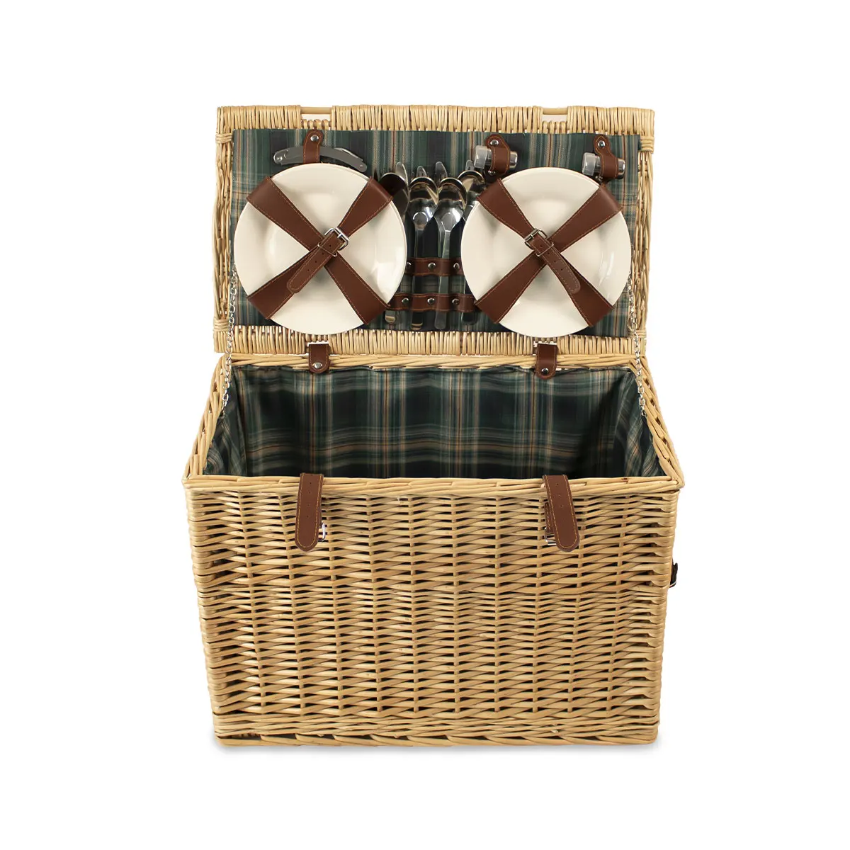 Custom Wicker Handwoven Outdoor Travel Essentials Picnic Set For 4