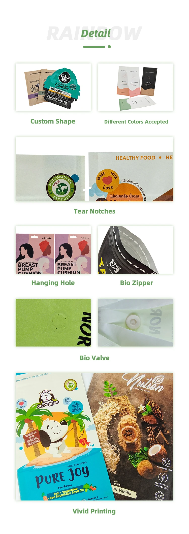 Kraft Paper Bag Tea Bags Packaging For Resealable Stand Up Pouches