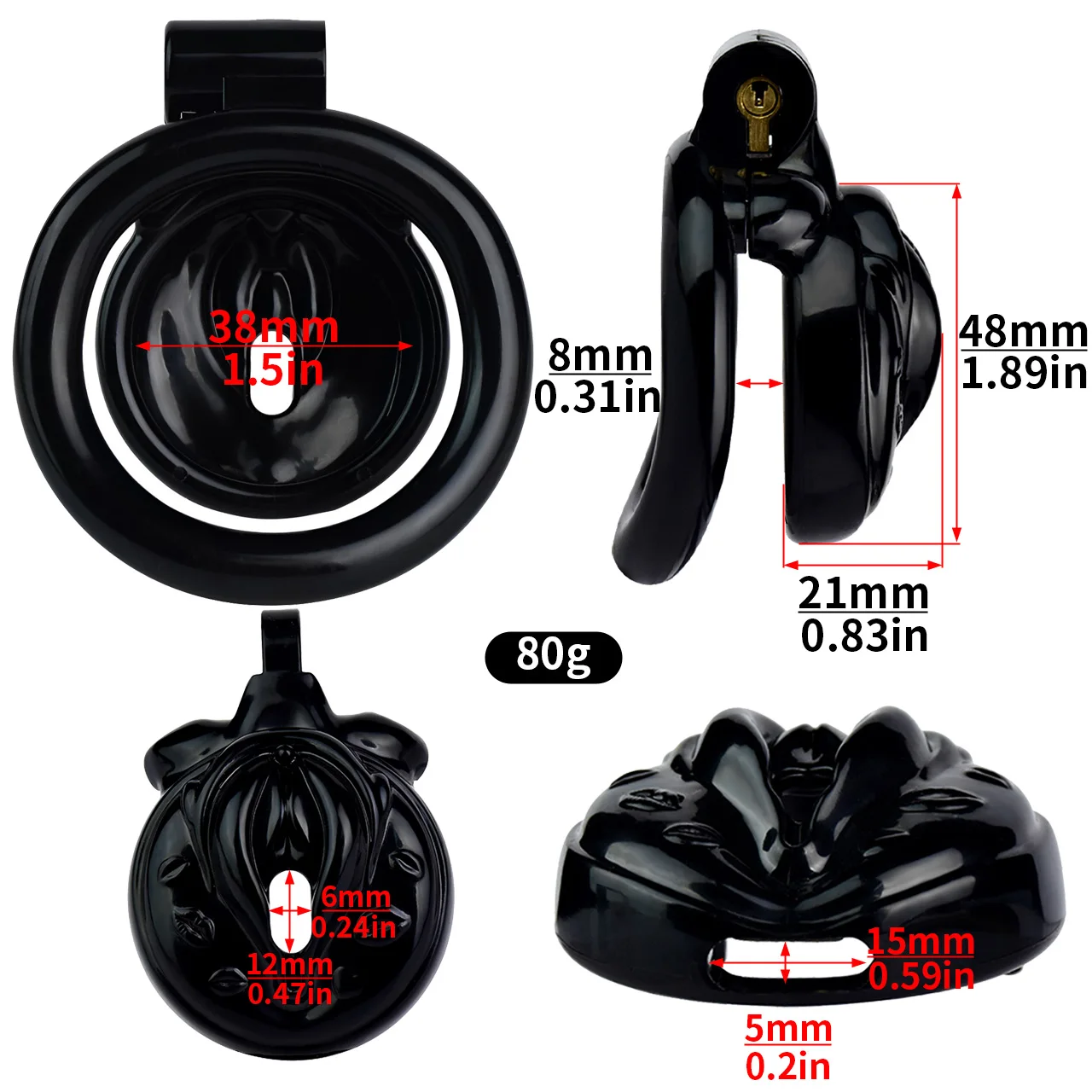 Rosa Keuschheitskfig mit 4 Ringen in Vagina-Form, BDSM Vaginaler  Keuschheitskfig, Sissy Peniskfig, Keuschheitskfig mit Penisring fr  Mnner