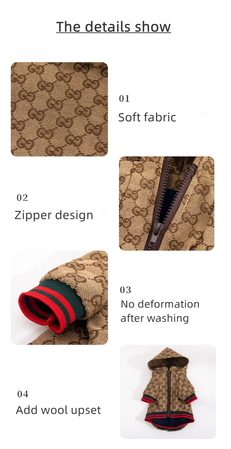 Highend Luxury Fashionable Large Small Pet Coat Dogs Clothes Brands Designer Clothes For Dogs