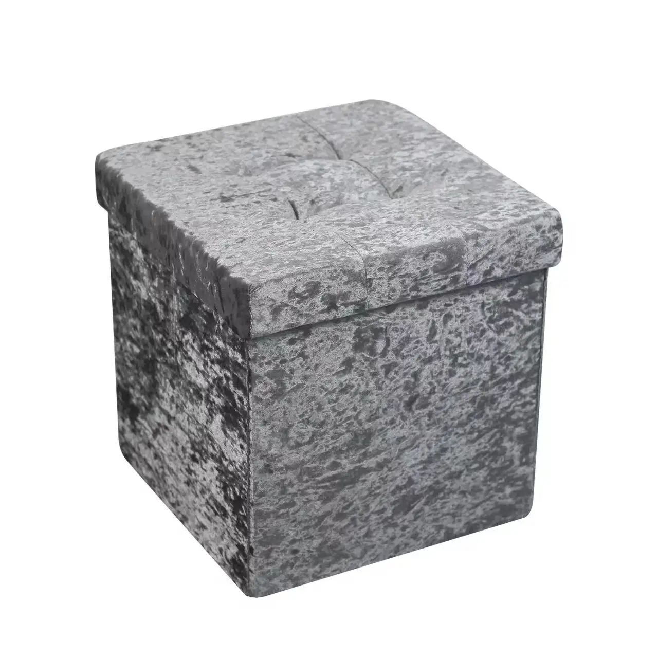 Factory Wholesale Customizable Foldable Modern Portable Soft Square Diamond Velvet Storage Stool for Living Room Furniture