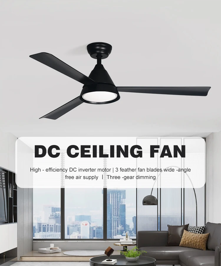 52 Inch Quiet Dc Motor 3blade Remote Control Ceiling Fan For Bedroom