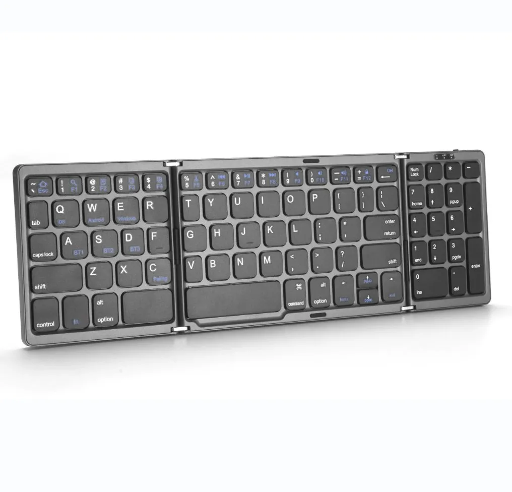 B089 Laptop Tablet Wireless Foldable with Numeric Keypad BT Keyboard Folding Keyboard for Home Gaming Office