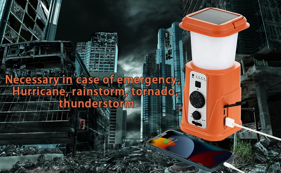 Rechargeable 3-Light Mode Camping Lantern 5000mAh Power Bank IP44 Waterproof Emergency Flashlight for Hiking Outdoor Adventures