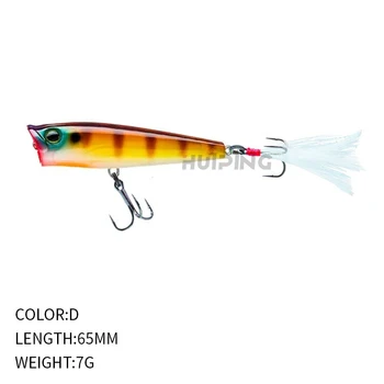 Cheery Topwater Ushpopper 3D Eyes Lure with Feather Hook Shaker Silicone Sea Fishing Lure for Bass Tuna for River Stream Fishing – Soft Lure – view 3