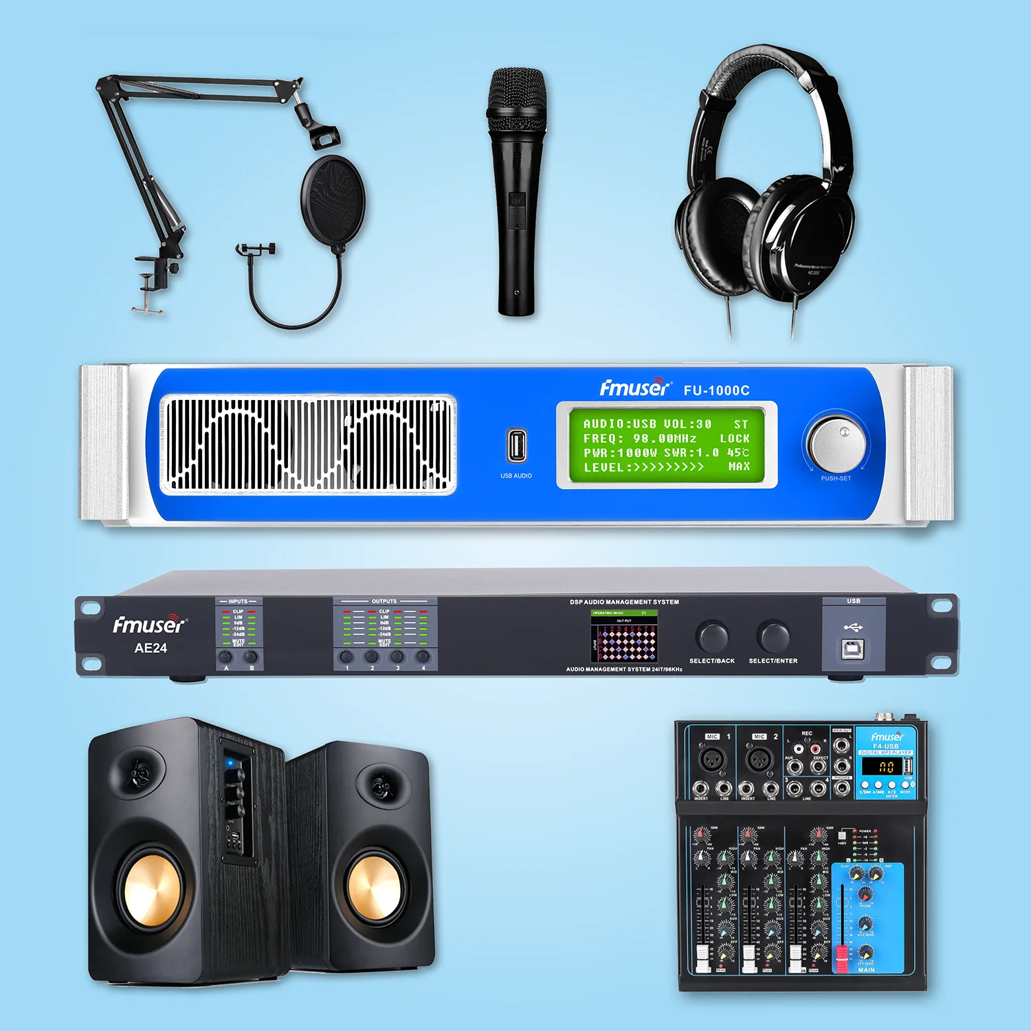 Fmuser Bs-1m Fm Radio Station Equipment Package Broadcasting For Live  News,Special Interviews,Church Preaching,Entertainment - Buy Complete Fm Radio  Station Packages,Podcast Equipment Kit,Radio Broadcast Equipment Packages  Product on 