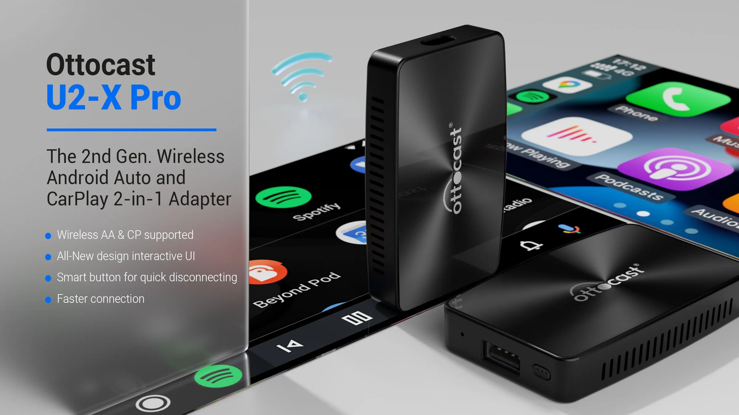 Ottocast U2x Pro Universal Wired To Wireless Android Auto Adapters