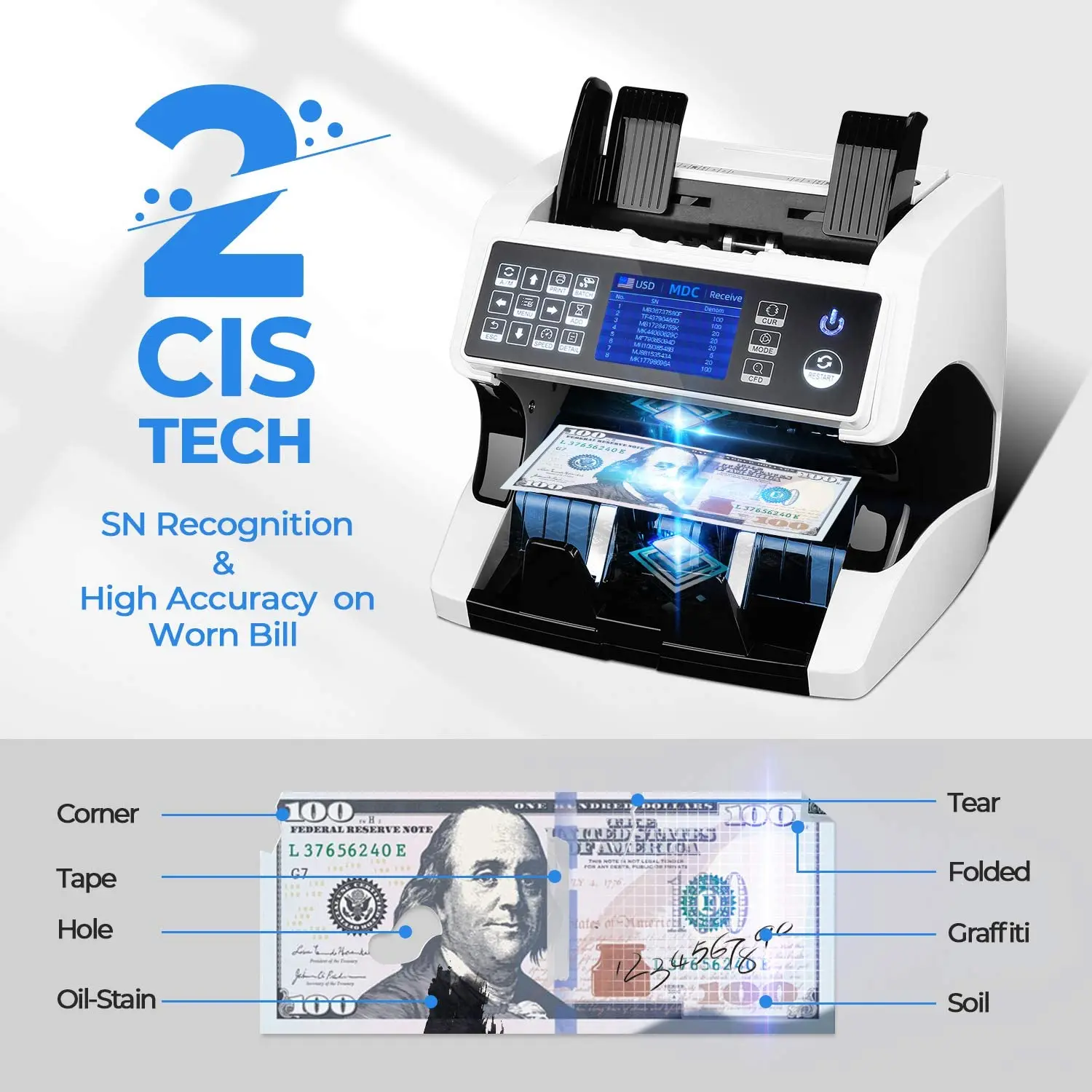 AL-920 ECB Tested EUR,GBP,CHF,RUB,UAH,TRL,PLN,GEL,HUF,CZK,DKK,NOK,SEK All Currency CIS Bank Cash Counter Bank Note Counter