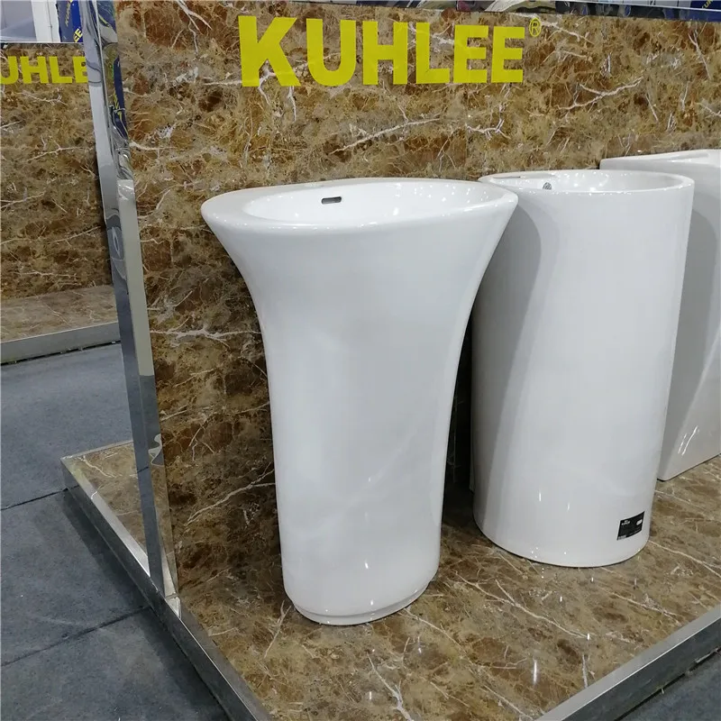 High Quality Bathroom Oval Pedestal Sink Basin Freestanding Hand Wash Basin  With Good Price