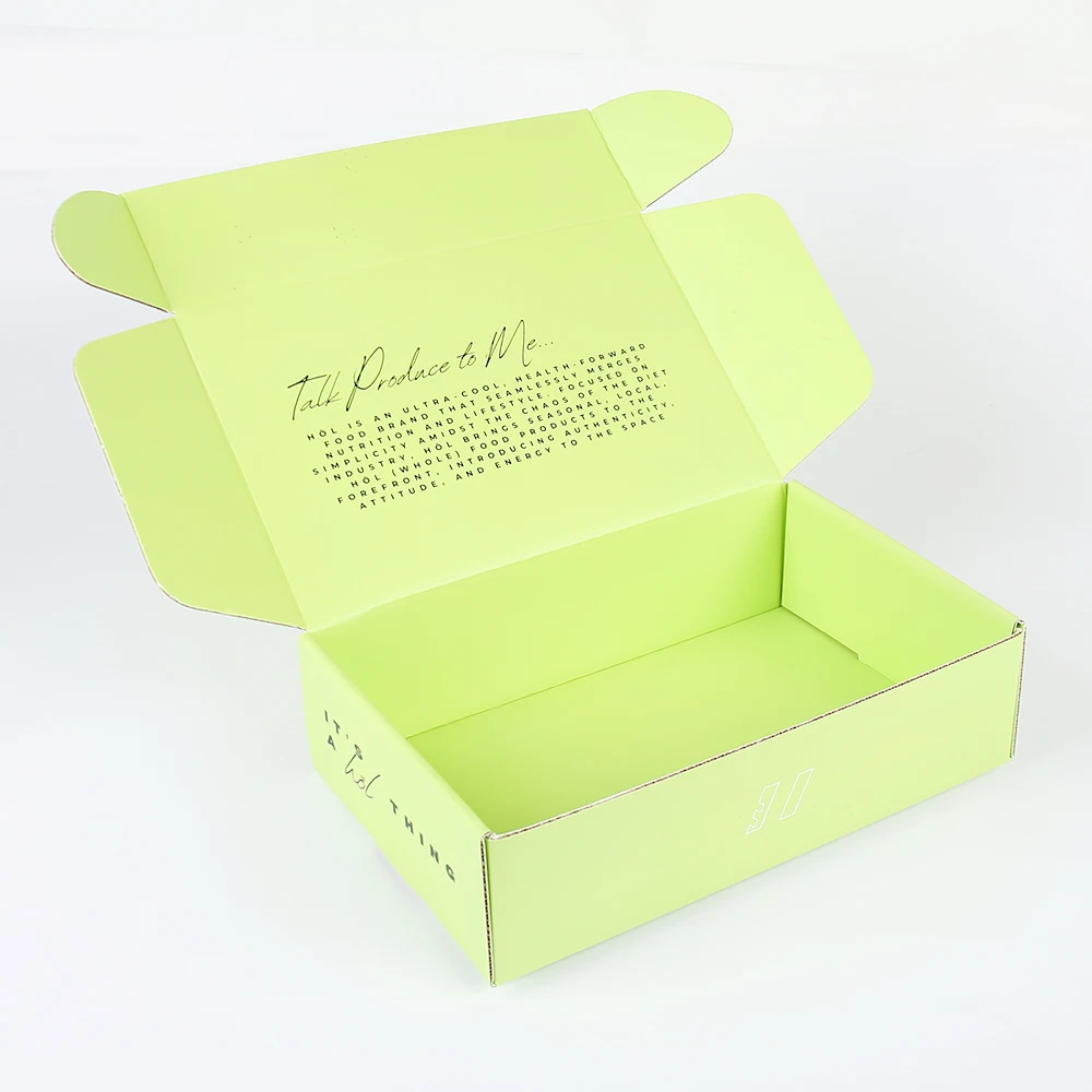 Custom Green Shipping Boxes Corrugated Cardboard Gift Packaging Design Print Logo Spot UV Shipping Package Paper Box details