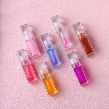 Trendy fruit flavor pink clear color changing nourish lip plumper gloss oil products private label