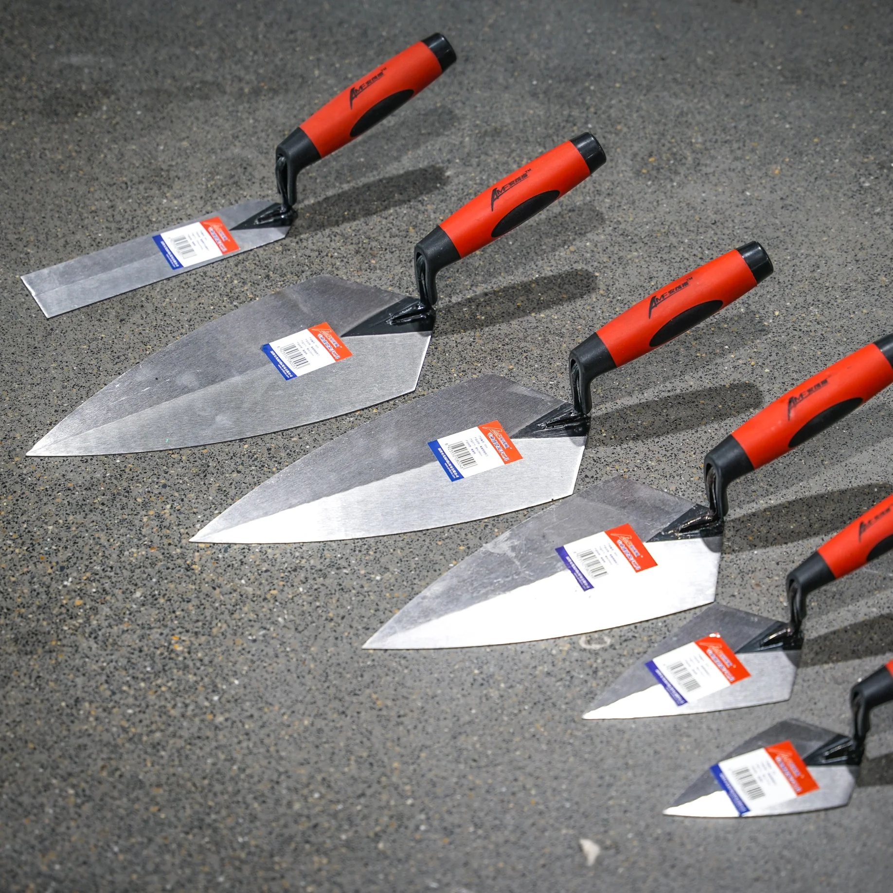 US Standard Masonry Tool Pointed Brick Rubber Handle Bricklaying Trowel