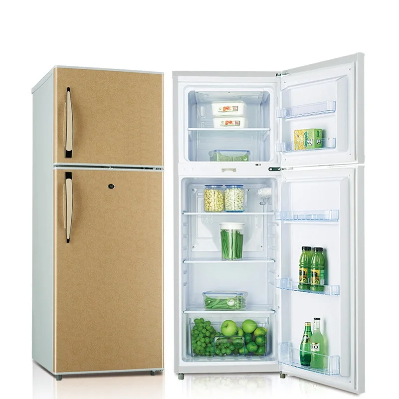 202L Double Door Fridge and Freezer Top Freezer , Foaming Door Small Refrigerator with Lock