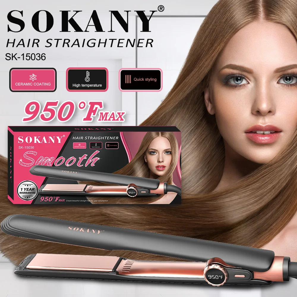 Plancha de pelo con revestimiento de cerámica 950F personalizada de alta  calidad, planchas planas profesionales