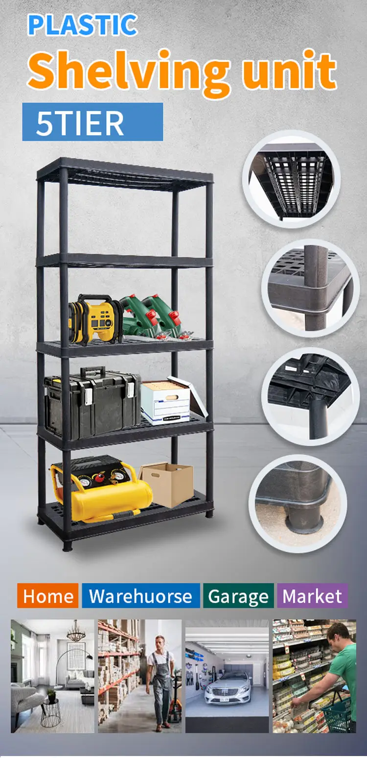 Heavy Duty Garage Plastic Shelving Unit Home Storage Display Shelves