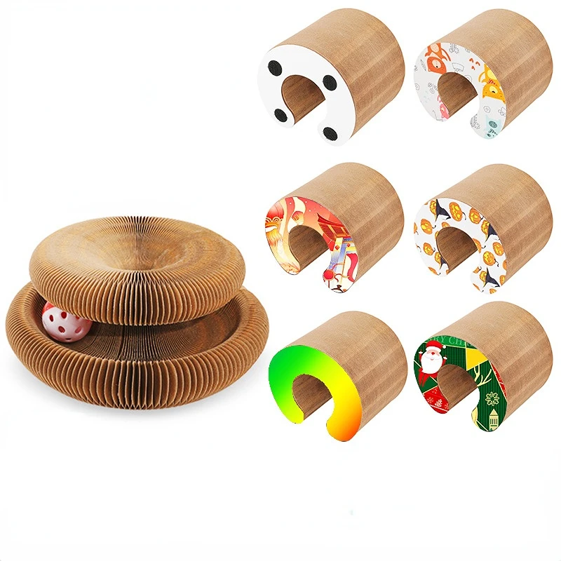 Magic Organ Cat Toy, Magic Organ Cat Scratching Board With A Ball Interactive Scratch Pad Grinding Claw Foldable Accordion Mental Physical Training Exercise Indoor Kitty Toy