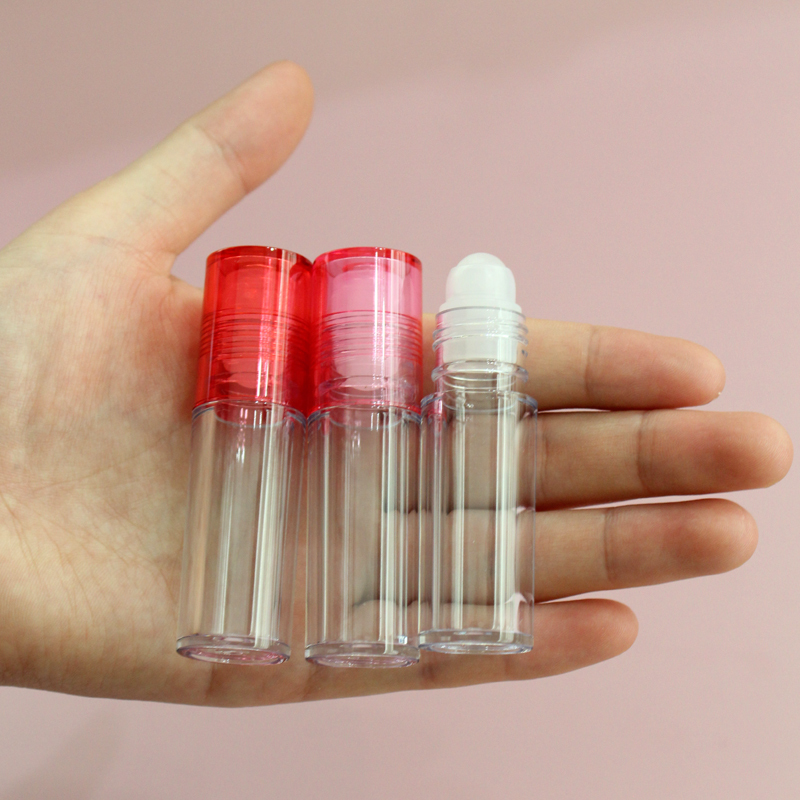 Lipgloss Containers And Packaging Low Moq High Quality Round Clear Pink Top Thick Wall Lip Oil Tube Container Cosmetic Lip Gloss Packaging Roll On Lip Gloss
