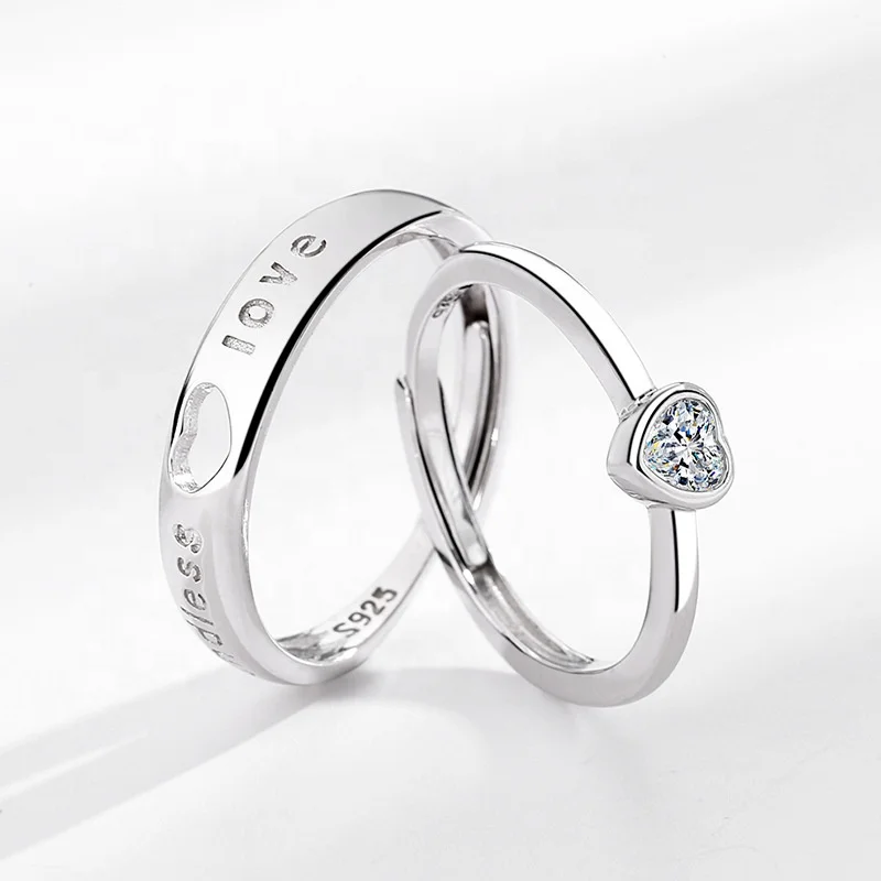 Heart Diamond Rings - Engagement Silver Jewelry CZ Zircon