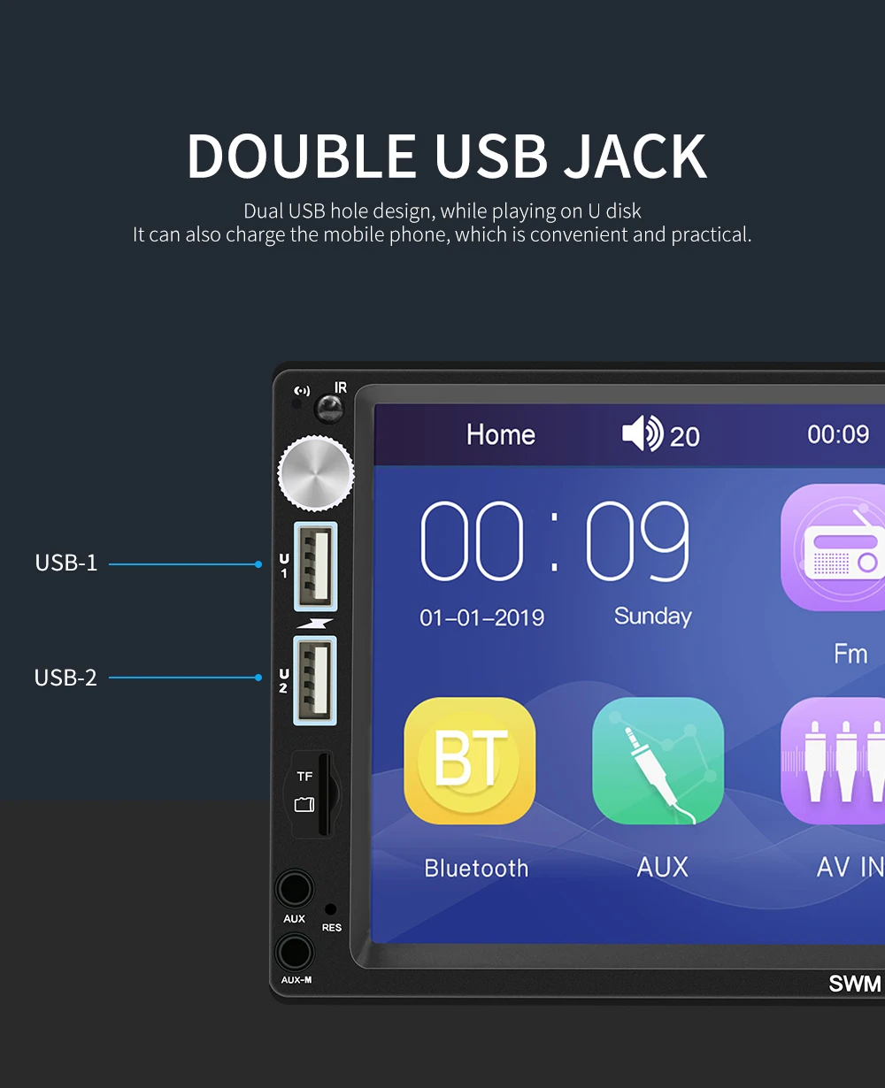 Bestree auto electronics hot sale 7 inch double din car stereo with BT AUX head unit car 2 din car radio