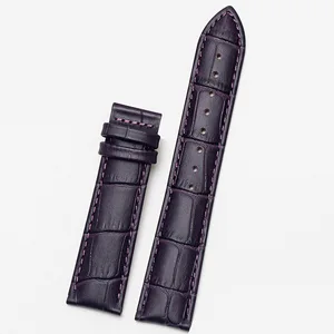 OEM Custom Double-Sided Cowhide Watch Bands 16/17/19/20/21/22/23mm Universal Buckleless Genuine Leather 18mm Watch Strap Purple