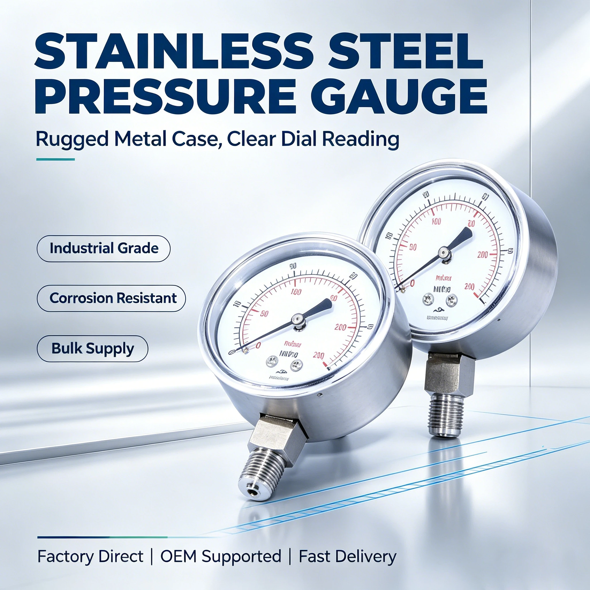 Stainless Steel Low Pressure Mpa PSI Bar Pressure Gauge Manometer