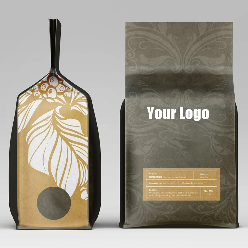 Digital Printing Custom Printed Side Gusset Pouch with Valve And Zipper Flat Bottom 250gr 500g Coffee Bean Snack Food Mylar Bag details