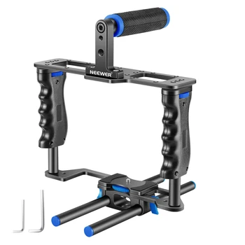 Neewer Aluminum Alloy Camera Video Cage Film Movie Making Kit, with Top Handle, Dual Hand Grip, Two 15mm Rods