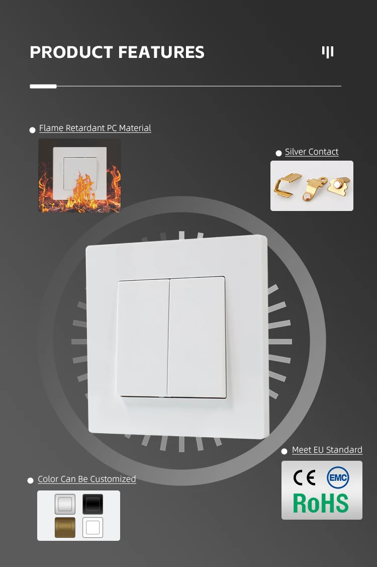 European Standard Modular Switch with Socket Plates 2 Gang