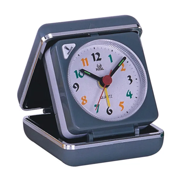Small Analog Travel Alarm Clock Silent Ascending Beep Sounds Battery Operated Light Functions Easy Antique Plastic Square Gift