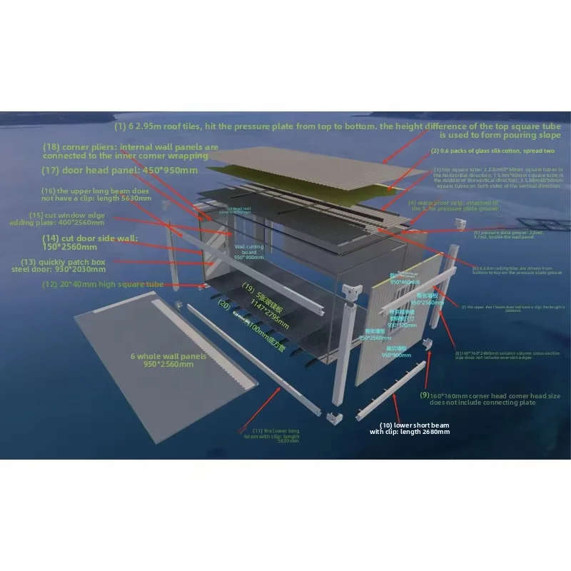20 40 Foot Detachable Prefabricated Office Container Homes Movable Prefab Container Flat Pack House with Easy Installation