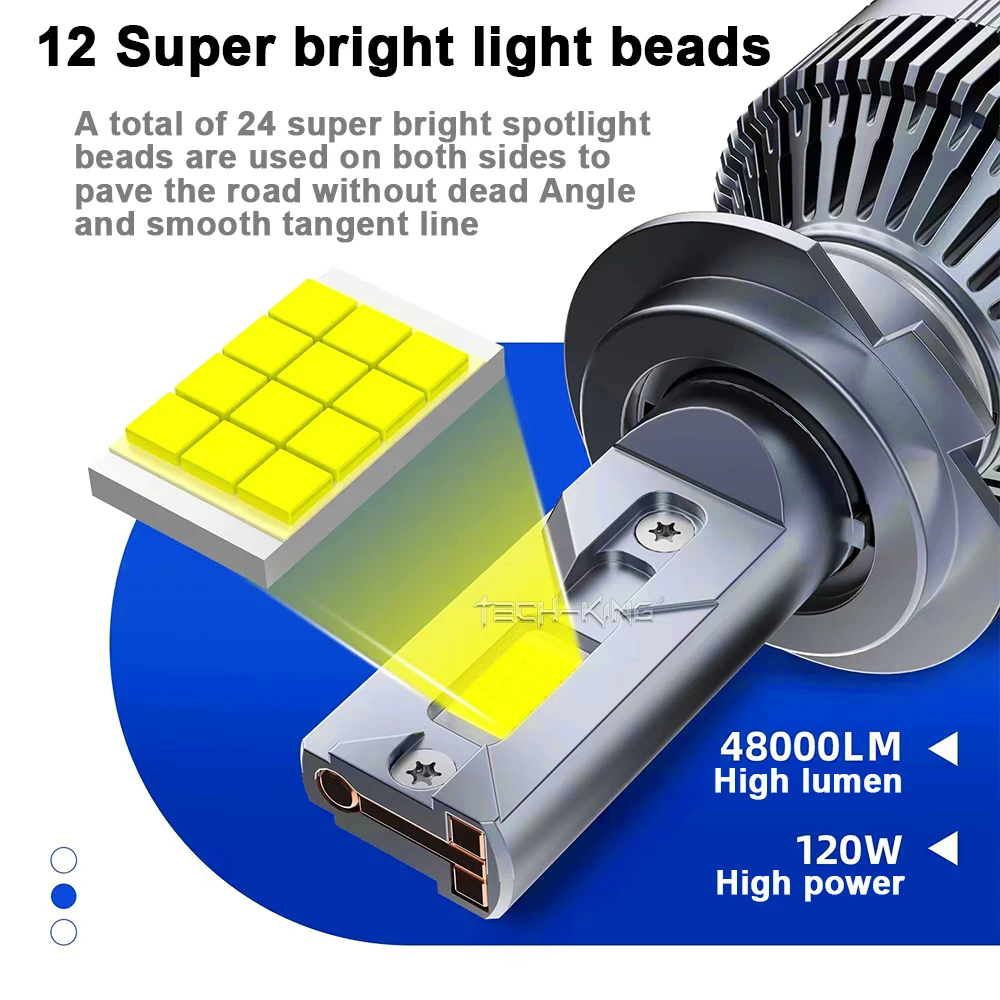 Auto super power LED light H7 LED Automotive H1 H11 9005 9006 9012 LED 240W 26000LM Three copper tube cooling LED headlight bulb