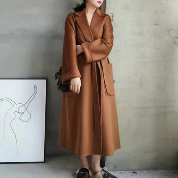 Double faced wool coat 100% cashmere coat cashmere winter coat for ladies