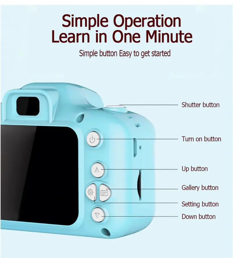 Digital Take Photo Camera 2 Inch Rechargeable Kids Mini Digital Camera Toys Kids Camera for Children  Gift