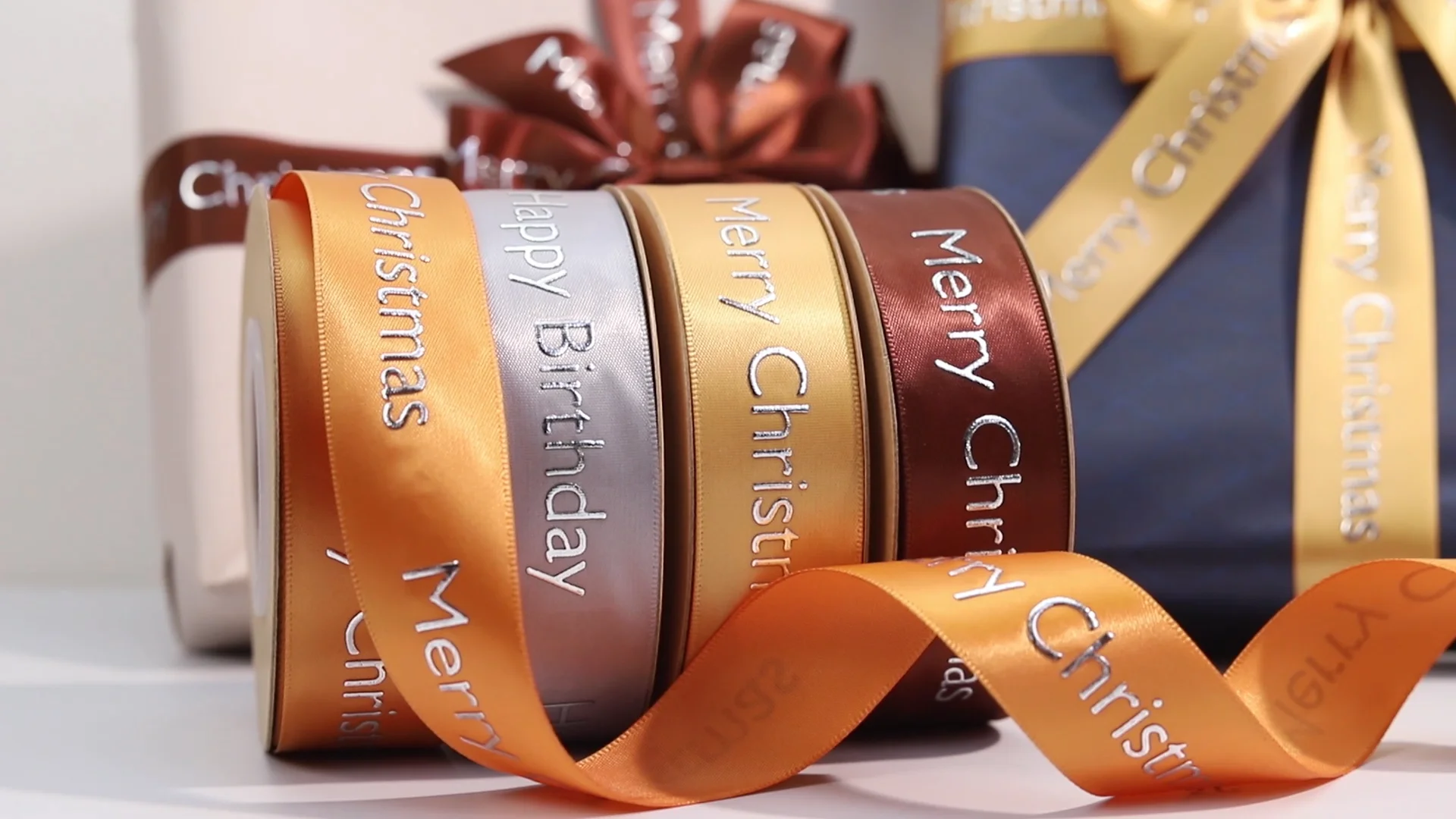 Customized Luxury Gift Ribbon 3d Embossed Printed Recycled 1