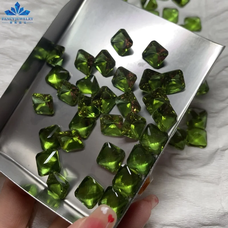 Hot Sell Custom Synthetic Zultanite Color Change Loose Stone 12x12mm Square Shapes Created Diaspore Gemstone for Pendant Jewelry