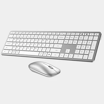 COUSO Hot Sale Luxury 2.4G Bluetooth Wireless Keyboard Mouse Ultra-Thin White Computer Office Wireless Keyboard and Mouse Combo