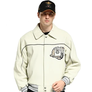 Cow Leather Original Jacket Bomber Jacket Baseball Uniform Coat for Winter 2023