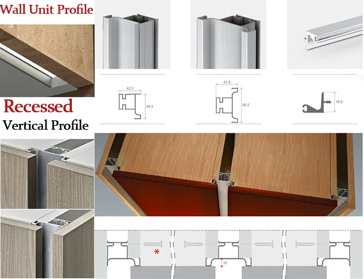 Handless Kitchen Cabinet Vertical Horizontal Led Strip Gola Aluminium Profiles Kitchen Handle Metal Hidden L Shape Gola Handles