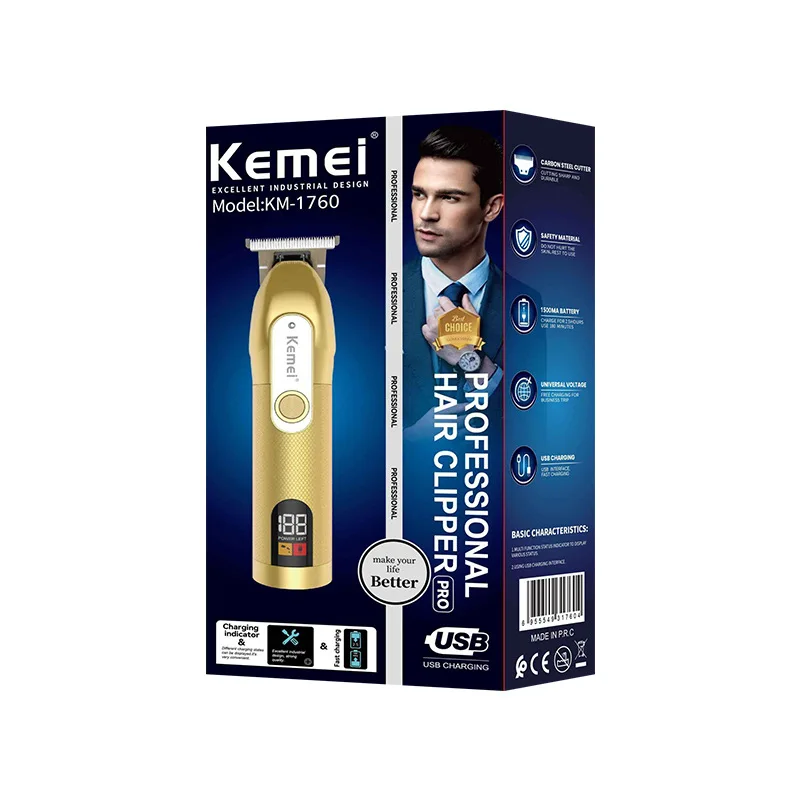 Pour Km 1760 Professional Hair avec &eacute;cran LCD, batterie rechargeable USB, autonomie de 1 &agrave; 3 heures, pour hommes