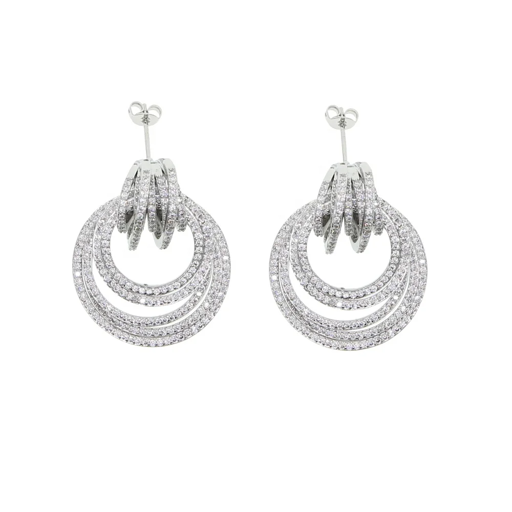 Promotion Multiple Circle Hoop Drop Silver Gold Metal Hoop Fashion Women Lady European Classic Hoop Cz Earring