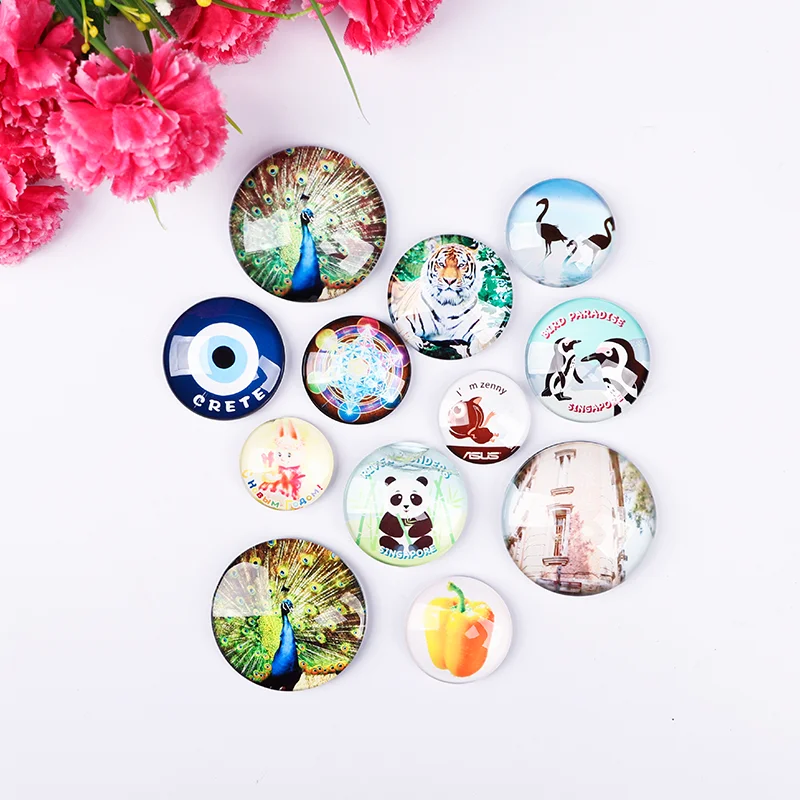 product round shape custom crystal glass creative refrigerator stickers wholesale price magnet for home decoration-34